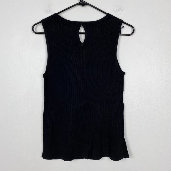 White House Black Market Ribbed Tank Top Fitted Keyhole Back Size Medium - Picture 4 of 9